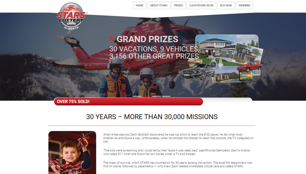 STARS Lottery web sites, both Alberta and Saskatchewan for 2014-2016