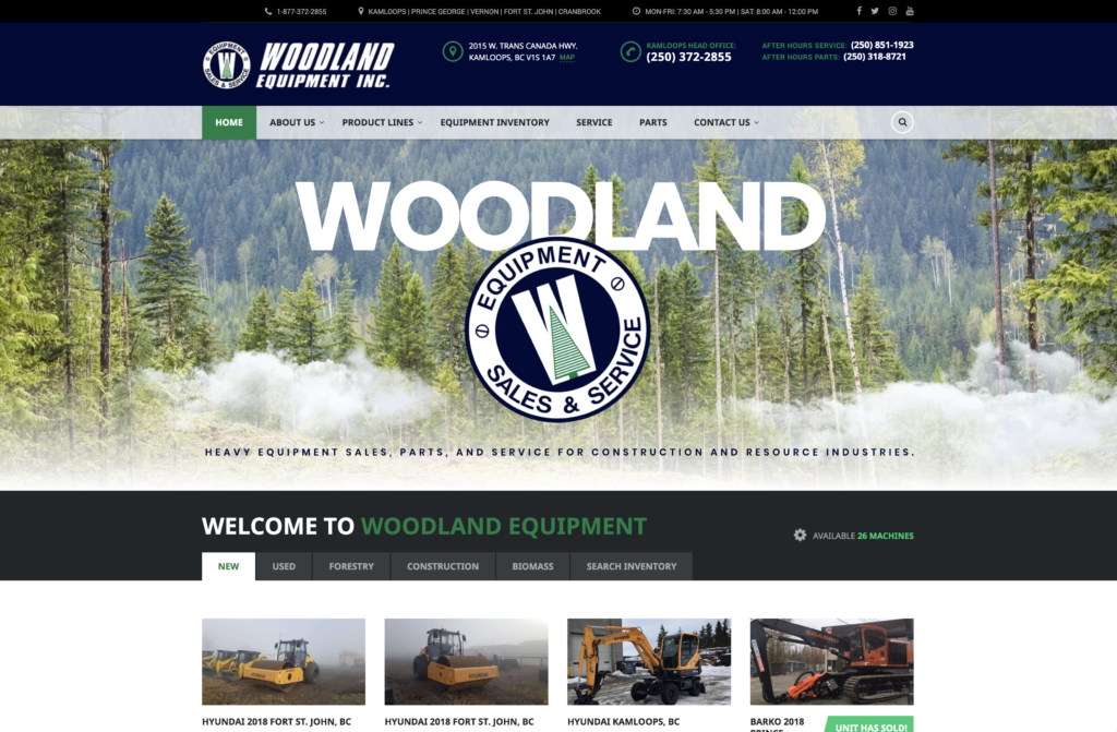 This is a small sample of the work I did for Woodland Equipment over the course of 2 years. From a new website with inventory, a complete company intranet as well as all their social media which included videos shot, edited and branded as well as multitudes of posters and magazine ads.